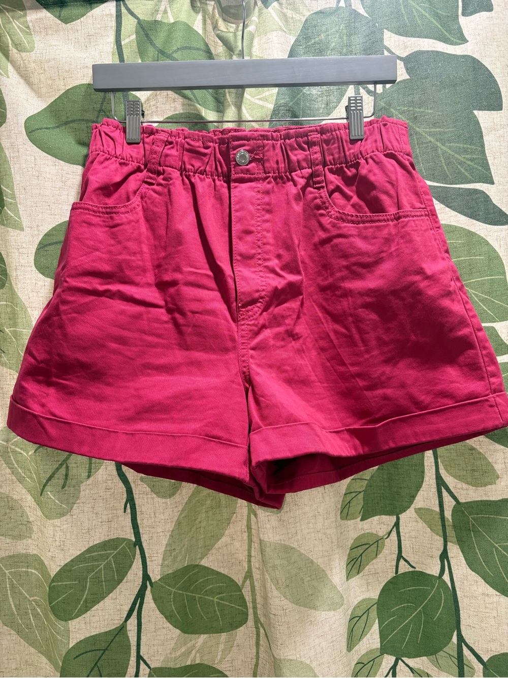 H&M Magenta Paperbag-Waist Shorts